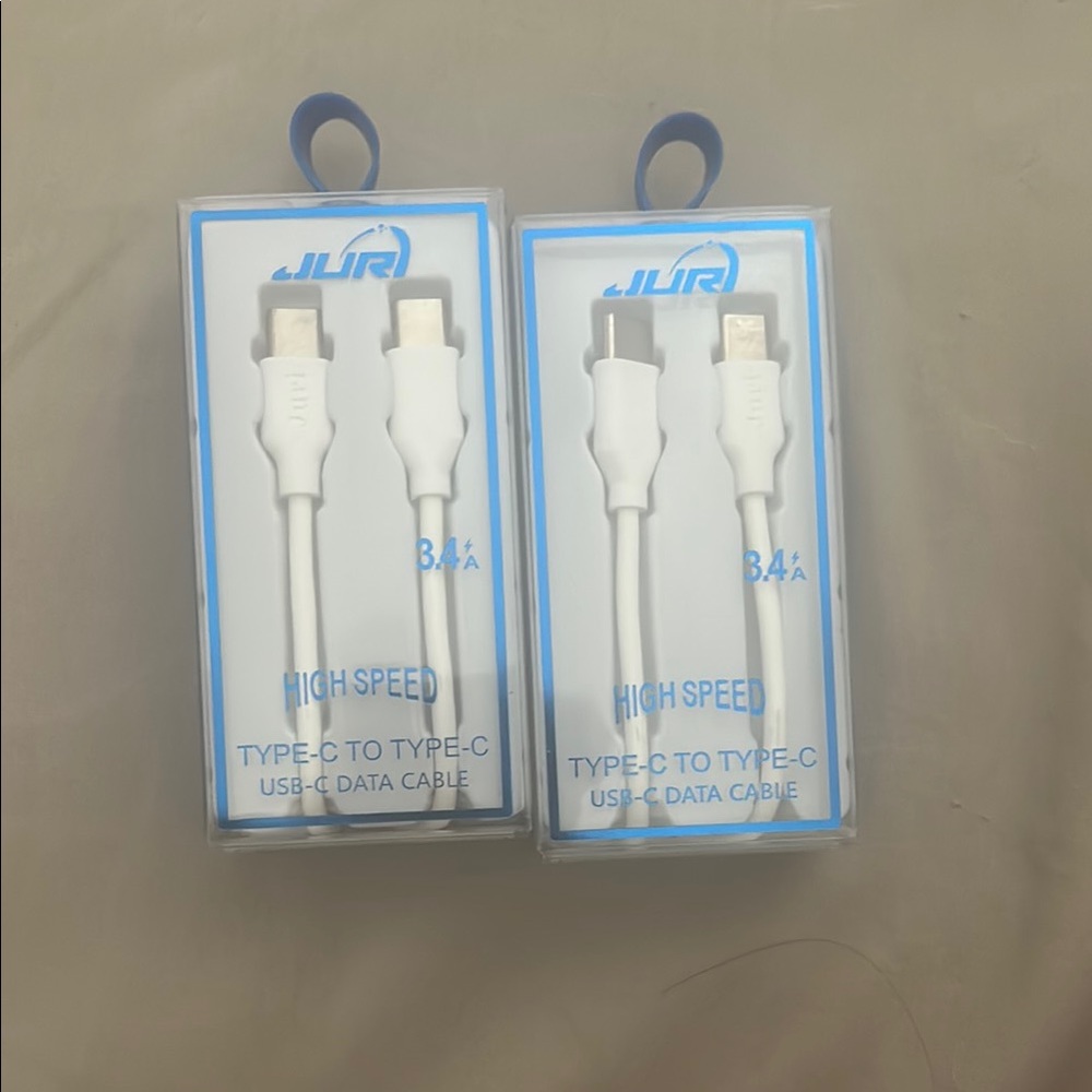 Brand New 2 PCS Bundled White USB-C to USB-C Charger Cable.